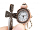 Брелок- часы в форме креста на длинной цепочке, которую можно одевать на шею (бронза)