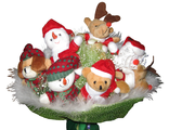 Букет &quot;Новогодний&quot; из 7 игрушек, зеленый  ( дед мороз, снеговик, олень, заяц, мишка)высота 35 см