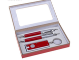 Подарочный набор, 3 предмета в коробке: 2 ручки, брелок-фонарик, 8 х 13 см, металл, пластик