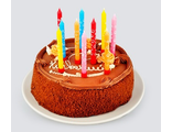 Набор свечей для торта 10 шт , высотой 7 см каждая + подсвечники, рисунок смайлик