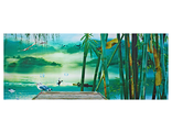 Картина &quot;Пейзаж&quot; на холсте 50х20 см – настоящее художественное произведение искусства, написанное маслом, живое и рельефное, которое отображает морской пейзаж надвигающейся бури к деревянному причалу, облюбованному чайками, в порослях камыша